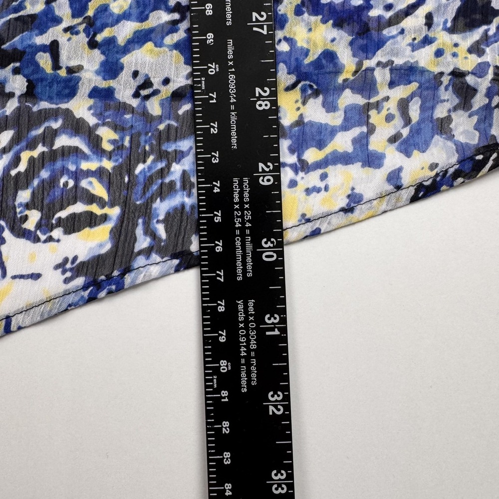 Liz Claiborne Womens 1X Blue Yellow Floral Print Long Sleeve Blouse Tunic - Picture 9 of 10